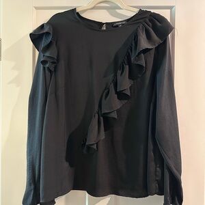 Lane Bryant Black Ruffled Long Sleeve Top